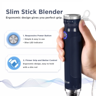 Hand Blender - Magiccos Immersion Stick Hand Blender - 9 Speeds Contorl, Slim Stick Blender Wand, 350W DC Motor, For Shakes and Smoothi